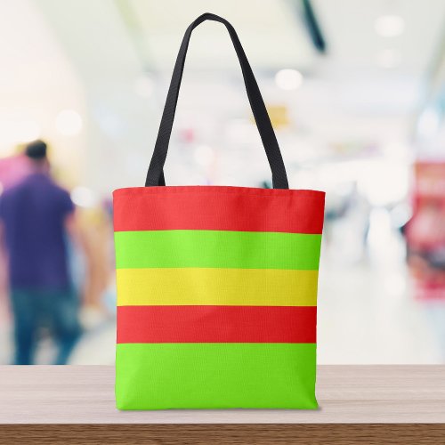 Neon Green Red and Yellow Solid Color Summer Tote Bag