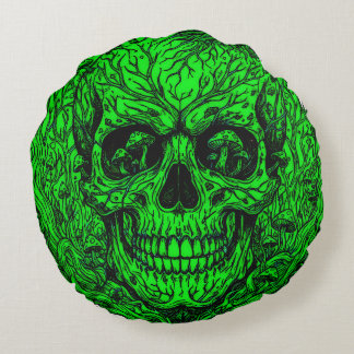 Neon Green Round Pillow