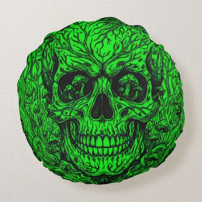 Neon Green Round Pillow (Back)
