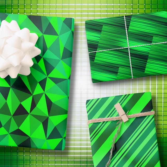 Neon Green Sci-Fi Futuristic Abstract St Patrick's Wrapping Paper Sheets (Creator Uploaded)