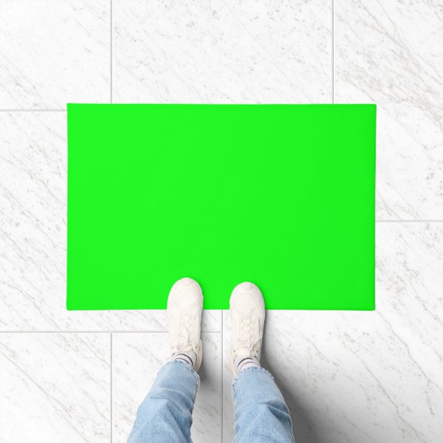 neon green screen, bright solid color cool doormat (Indoor)
