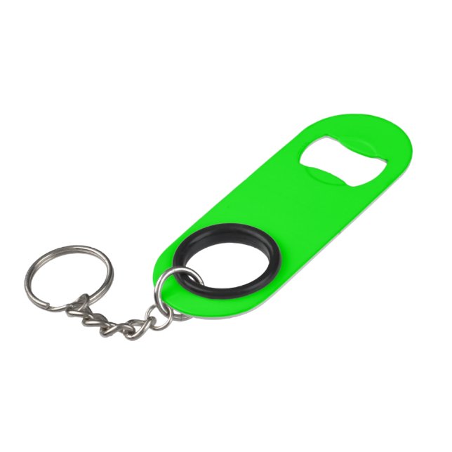 neon green screen, bright solid plain cool keychain bottle opener (Front Angled)