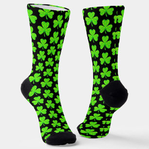 Neon Green Shamrock All-Over-Print Socks