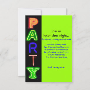 NEON GREEN SIGNS Bar Bat Mitzvah Party Card