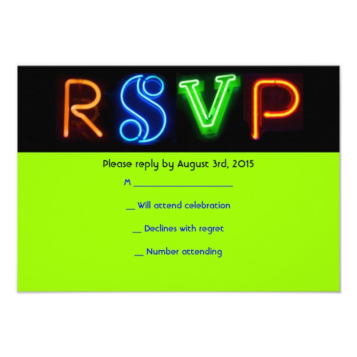 NEON GREEN SIGNS Bar Bat Mitzvah RSVP Card