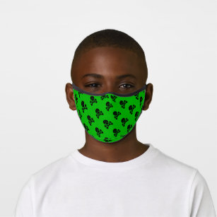 Neon Green Skull and Cross Bones Halloween Premium Face Mask