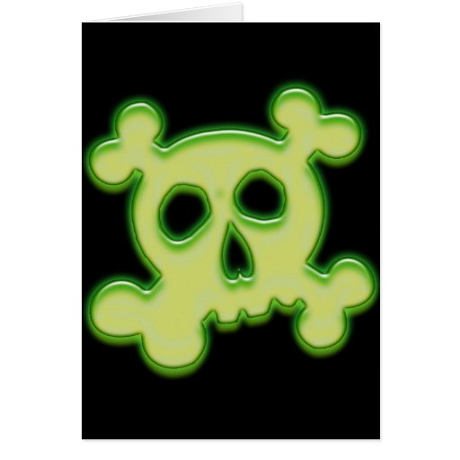 NEON GREEN SKULL AND CROSSBONES GREETING CARD | Zazzle