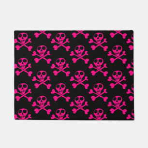 Neon Green Skull Illustration Doormat
