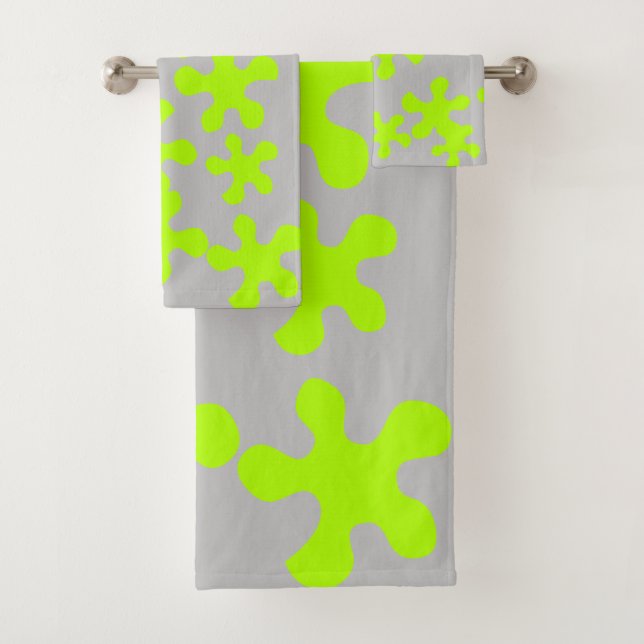 neon green slime grey fun kids bath towel set (Insitu)