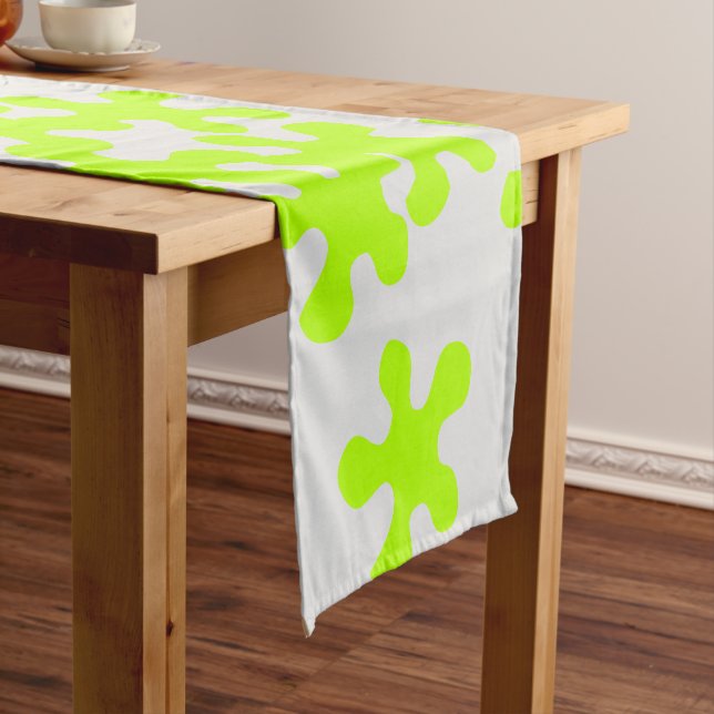 neon green slime grey fun kids short table runner (In Situ)