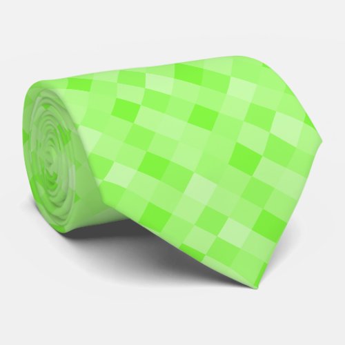 Neon green small pixel square pattern neck tie