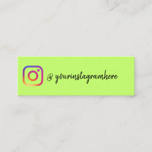 Neon Green Social Media Influencer Instagram Mini Business Card