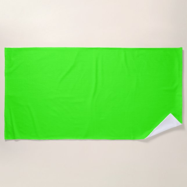 Neon Green Solid Color Beach Towel (Front)
