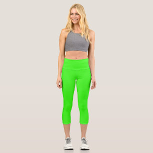 Neon Green Solid Color  Capri Leggings