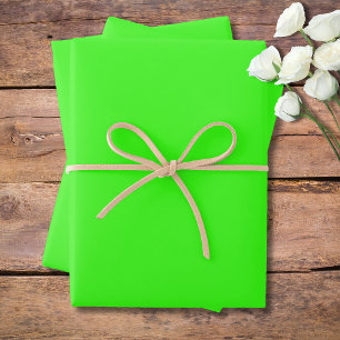 Neon Green Solid Color Classic Elegant Wrapping Paper Sheets