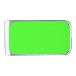 Neon Green Solid Color Classic Silver Finish Money Clip