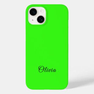 Neon Green Solid Color Custom Name Case-Mate iPhone 14 Case