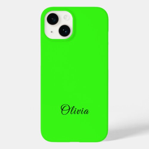 Neon Green Solid Color Custom Name Case_Mate iPhone 14 Case
