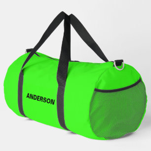 Neon Green Solid Color Custom name Duffle Bag