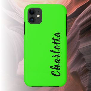 Neon Green Solid Color Custom Personalize iPhone 11 Case