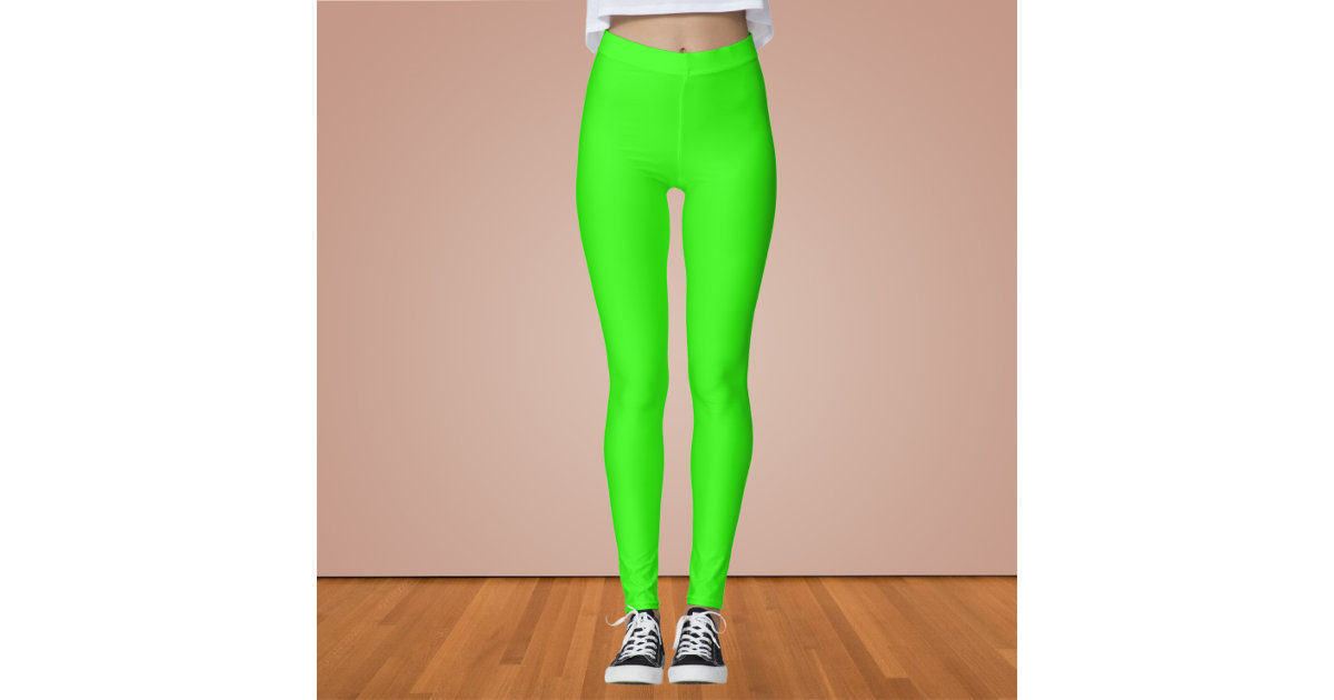 Neon Green Solid Color Leggings | Zazzle