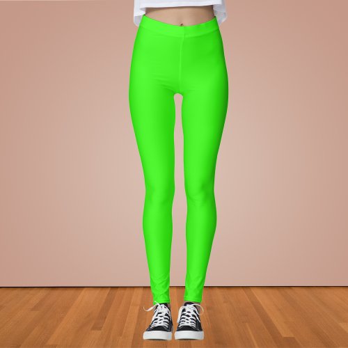 Neon Green Solid Color Leggings