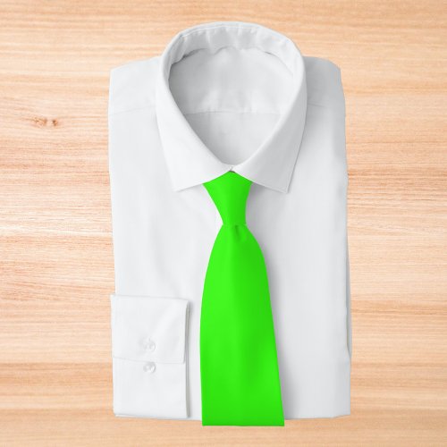 Neon Green Solid Color Neck Tie