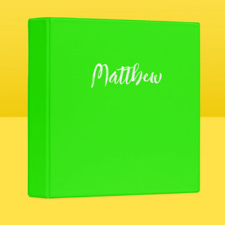 neon green solid color -personalized 3 ring binder