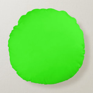 Neon Green Solid Color Round Pillow