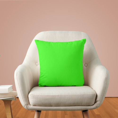 Neon Green Solid Color Throw Pillow