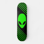Neon Green Space Alien Head Skateboard Deck at Zazzle