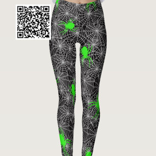 Neon Green Spider And Web Leggings