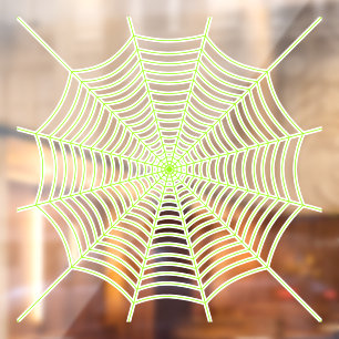 Neon green spider web Halloween decor Window Cling