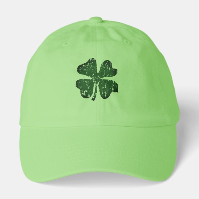 Neon green St Patrick's Day Hat with lucky clover (Front)