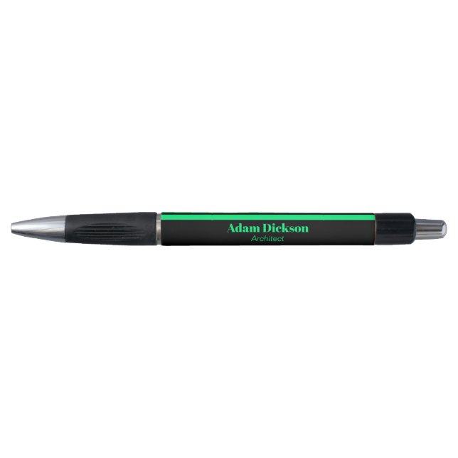 Neon green stripes black pen (Front)