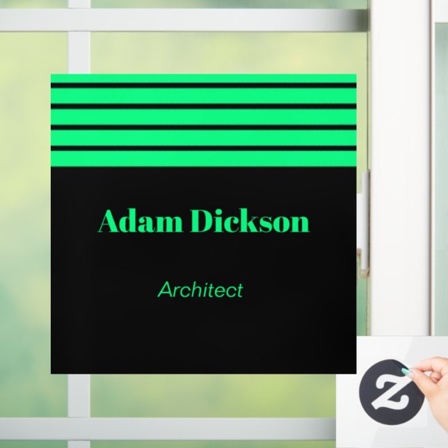Neon green stripes black window cling (Home)