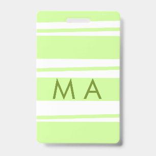 Neon green  stripes Greek pattern letter monogram  Badge