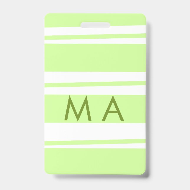 Neon green  stripes Greek pattern letter monogram  Badge (Front)