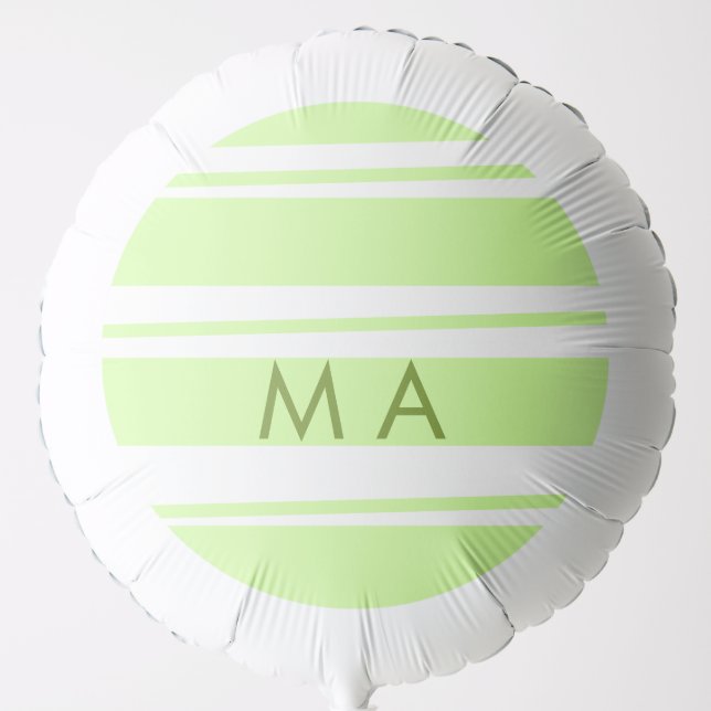 Neon green  stripes Greek pattern letter monogram  Balloon (Front)