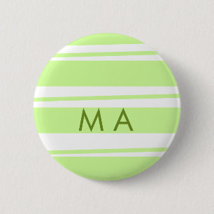 Neon green  stripes Greek pattern letter monogram  Button