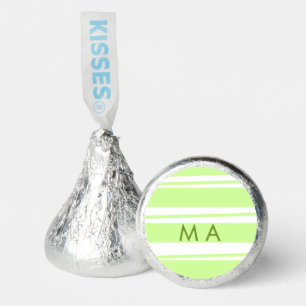 Neon green stripes Greek pattern letter monogram Hershey®'s Kisses®