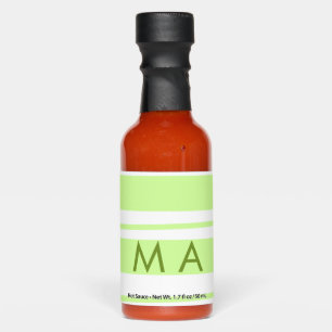 Neon green stripes Greek pattern letter monogram Hot Sauces