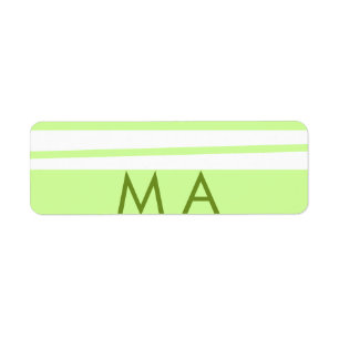 Neon green stripes Greek pattern letter monogram Label