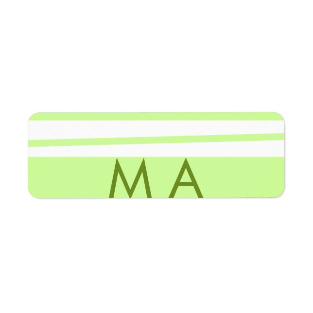 Neon green  stripes Greek pattern letter monogram  Label (Front)