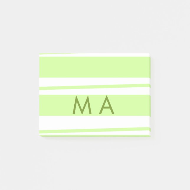 Neon green  stripes Greek pattern letter monogram  Post-it Notes (Front)