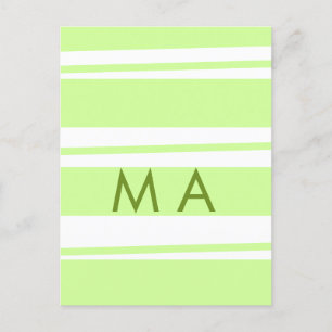 Neon green stripes Greek pattern letter monogram Postcard