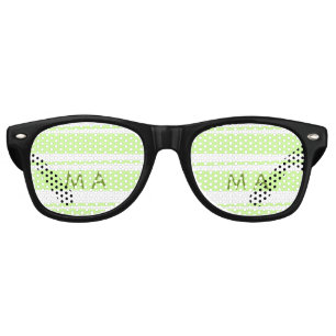 Neon green stripes Greek pattern letter monogram Retro Sunglasses