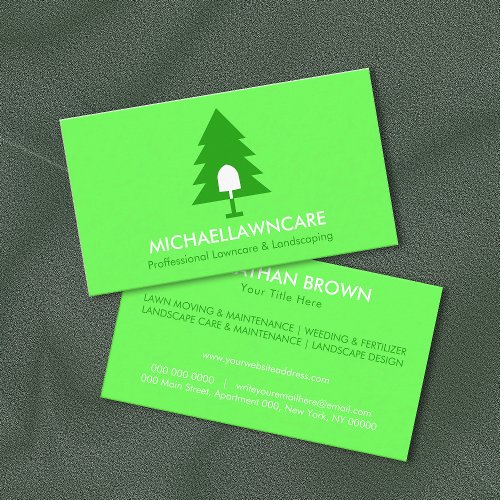 Neon Green Tree Lawn Care Landscape Garden Business Card