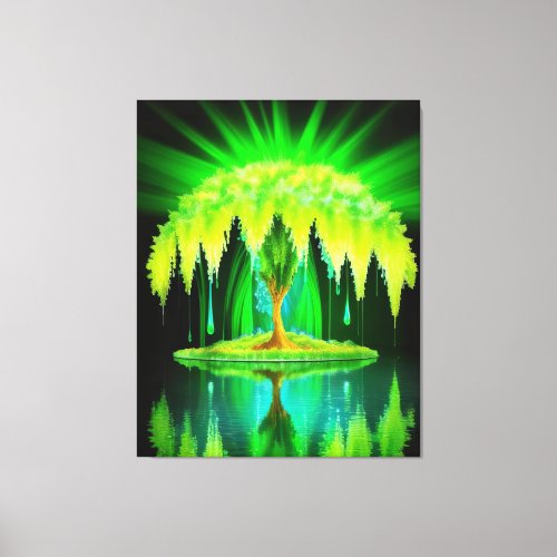 Neon Green Tree of Life Vibrant Colorful Chic  Canvas Print