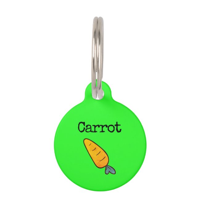 Neon green Vegetable Carrot Pet ID Tag